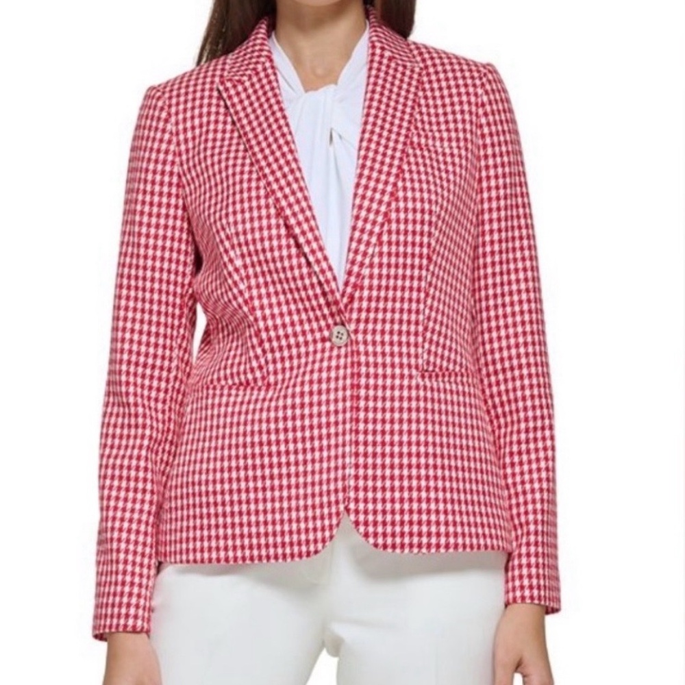 NWT - Tommy Hilfiger Red Houndstooth Women's Blazer